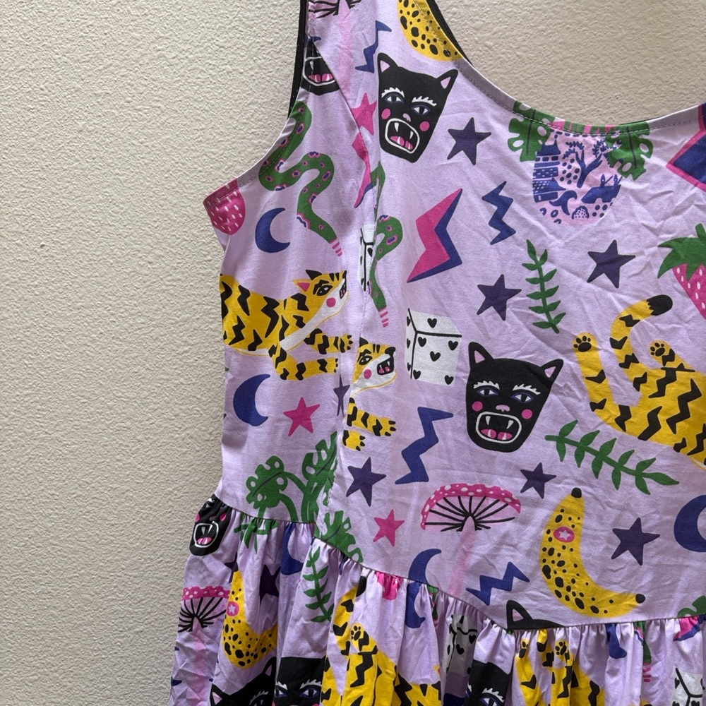 Nooworks Pocket Hastings Misty Mini Dress Tiger Mushroom Monstera Jungle 2X - Picture 4 of 7